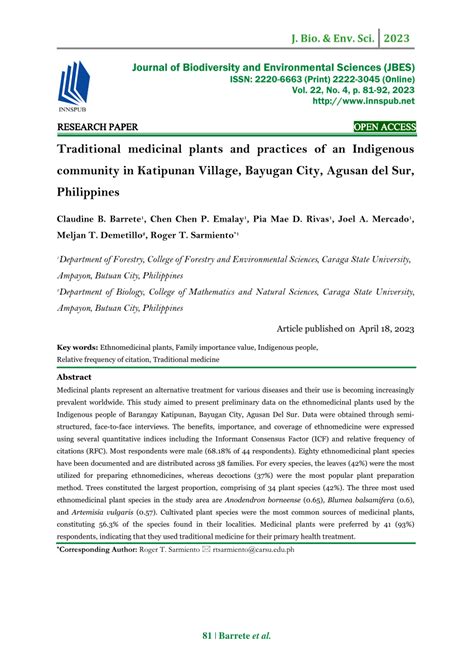 (PDF) Traditional medicinal plants and practices of an Indigenous .